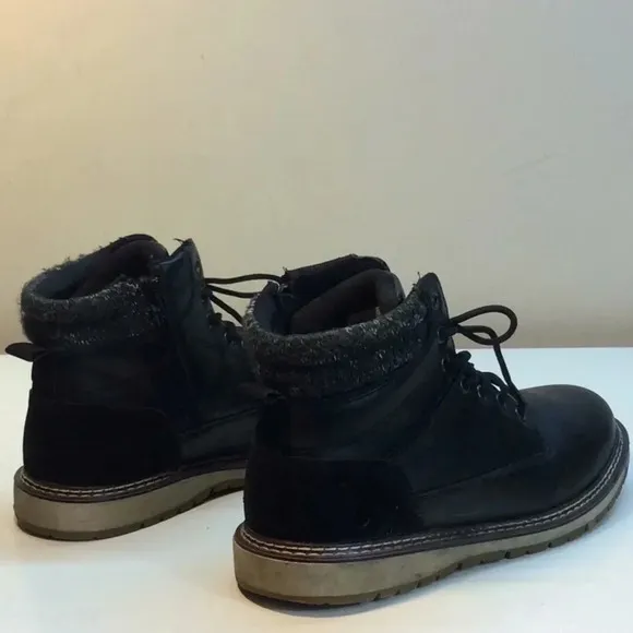 Reserved Footwear Black Lace-Up Mid Boot Size 10.5