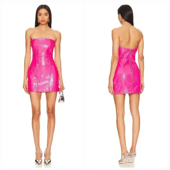Retrofete Kimora Leather Dress in Paradise Pink