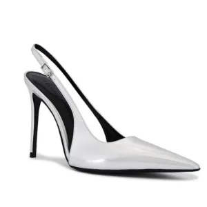 Retrofête Cindy Slingback Heel in Silver – Size 36 EU / 9 US – EUC