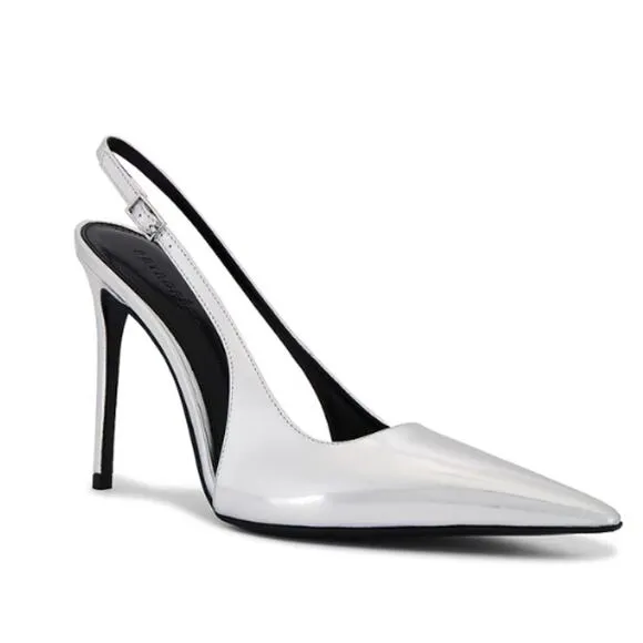 Retrofête Cindy Slingback Heel in Silver – Size 36 EU / 9 US – EUC
