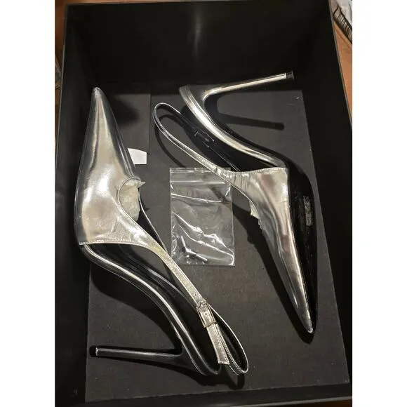Retrofête Cindy Slingback Heel in Silver – Size 36 EU / 9 US – EUC