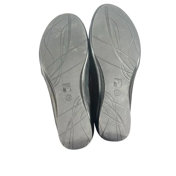 Revere Women's Slip-On Wedge Shoes Size 7M Glitter Midnight Black Leather Naples