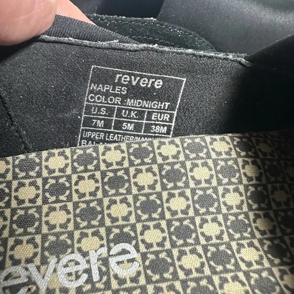 Revere Women's Slip-On Wedge Shoes Size 7M Glitter Midnight Black Leather Naples
