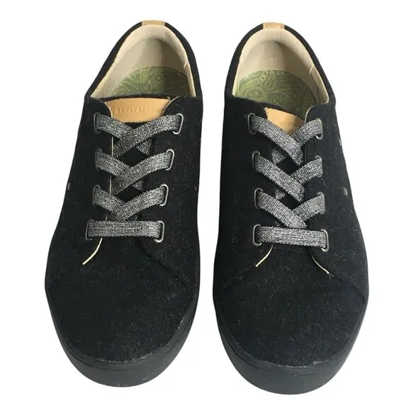 Revitalign Women's Malibu Sparkle Black Slip On Orthopedic Sneakers Size 8.5