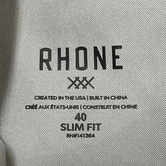 Rhone Gotham Pant Mens 40 Griffin Gray Slim Fit Dress Performance Stretch Golf