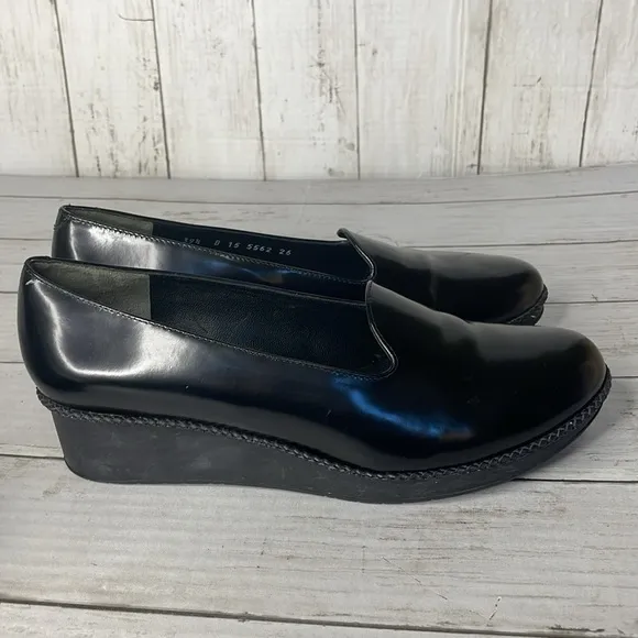 Robert Clergerie Paris Black Patent Platform Wedge Shoes