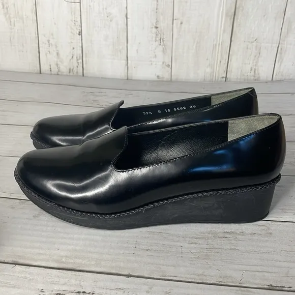 Robert Clergerie Paris Black Patent Platform Wedge Shoes