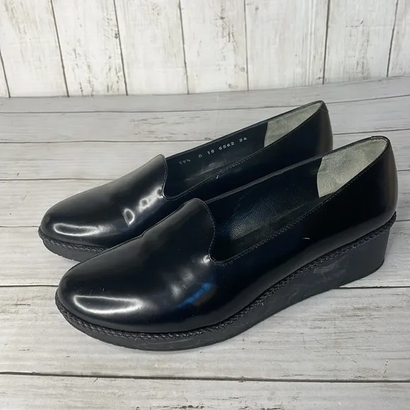 Robert Clergerie Paris Black Patent Platform Wedge Shoes
