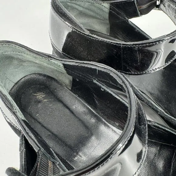 Robert Clergerie shoes womens 7.5 black patent leather mary jane heels workwear
