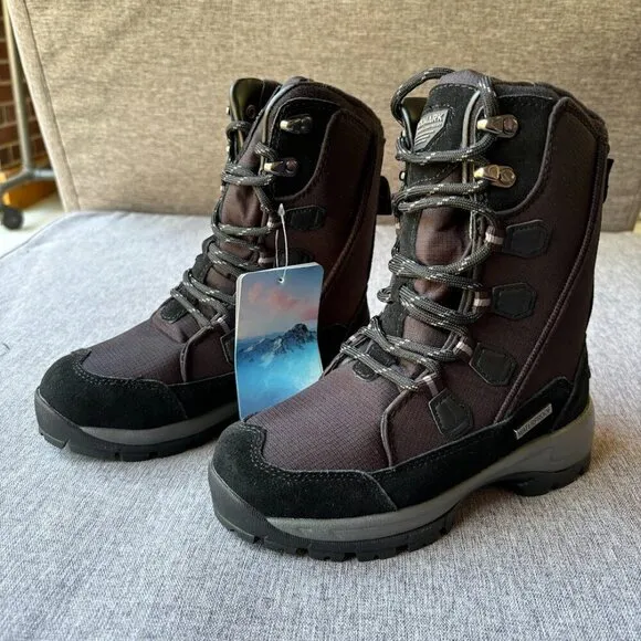 ROCKMARK Kids Waterproof Snow Boots Mid Calf Warm Winter Outdoor Footwear