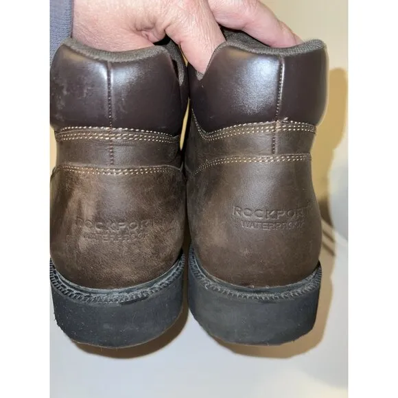 ROCKPORT Boots Mens Brown Leather Hydro Shield Waterproof Ankle K73087 Sz 14M