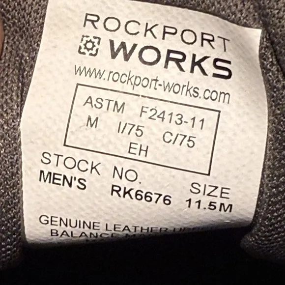 Rockport Works Black Steel Toe Slip Resistant Men's Sz 11.5 - NWT