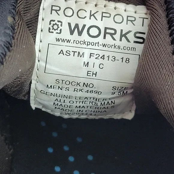 Rockport Works Mens Slip Resistant Shoes Sz 9.5