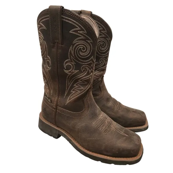 Rocky Monocrepe 11&quot; Dark Brown Leather Boots Steel Toe Waterproof RKW0443 8W