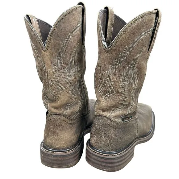 Rocky Riverbend Men's 10 M Western‎ Boots Square Toe Waterproof Brown Leather