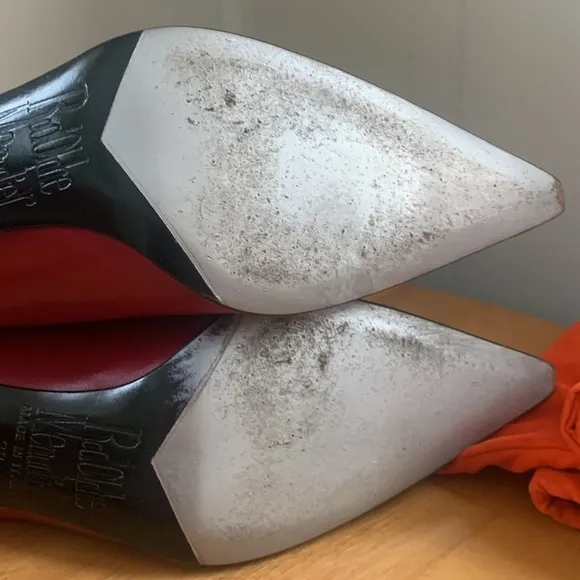 Rodolphe Menudier Red Leather High Heeled Stiletto Boots GUC Size 38 EU 7 US