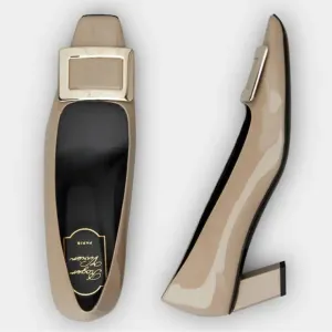 Roger Vivier Bell Vivier shoes patent leather beige Sz 40 US 9
