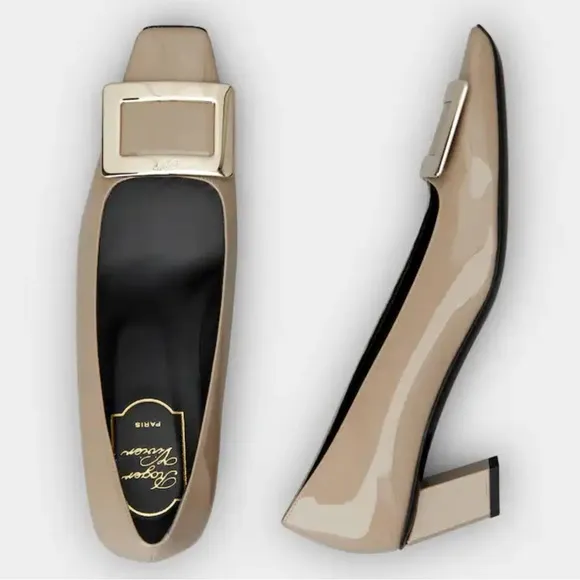 Roger Vivier Bell Vivier shoes patent leather beige Sz 40 US 9
