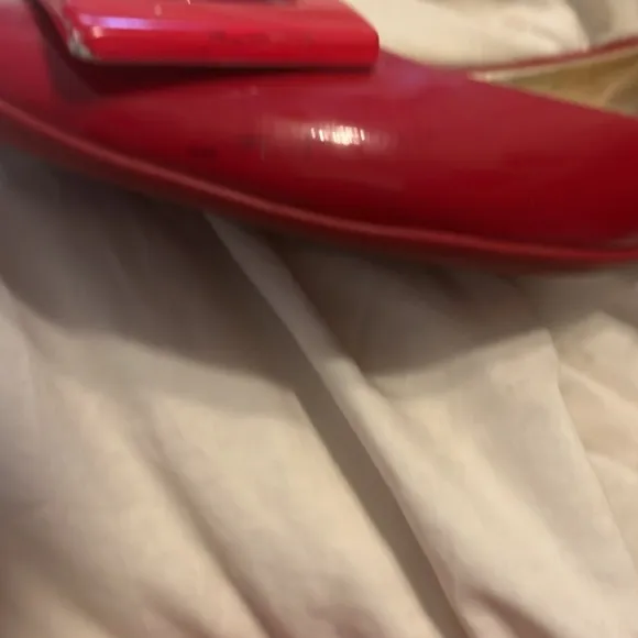 Roger Vivier Red Patent Wide Buckle Flats
