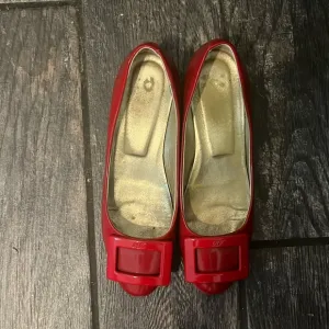 Roger Vivier Red Patent Wide Buckle Flats