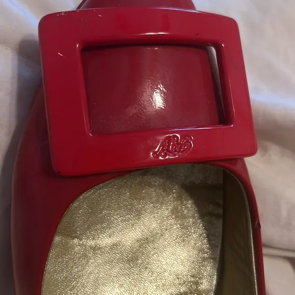 Roger Vivier Red Patent Wide Buckle Flats