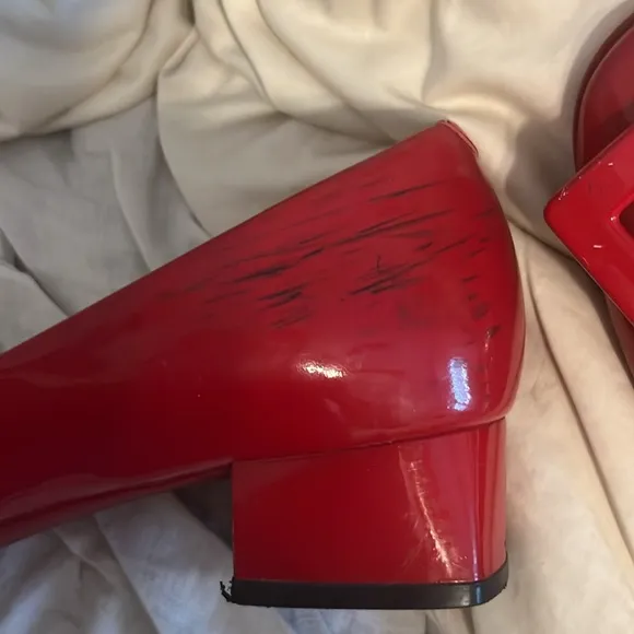 Roger Vivier Red Patent Wide Buckle Flats
