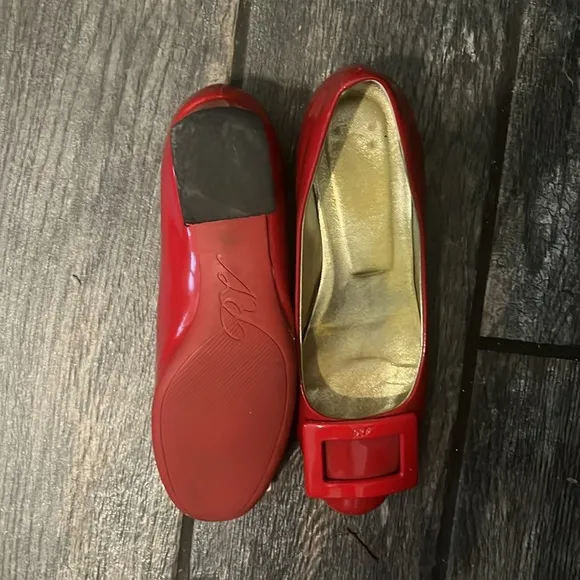 Roger Vivier Red Patent Wide Buckle Flats