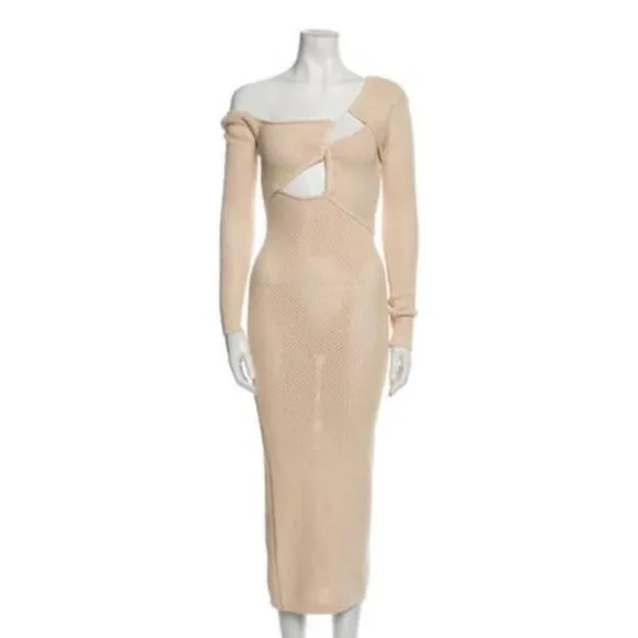 Ronny Kobo Cream Mid Length Night Out Dress Size S/XS New $495
