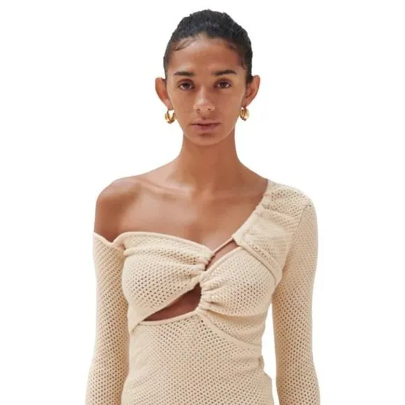 Ronny Kobo Cream Mid Length Night Out Dress Size S/XS New $495