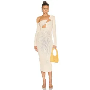 Ronny Kobo Cream Mid Length Night Out Dress Size S/XS New $495