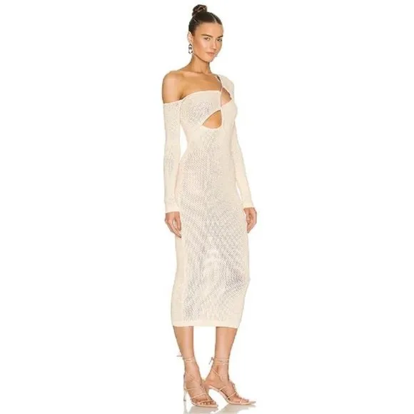 Ronny Kobo Cream Mid Length Night Out Dress Size S/XS New $495