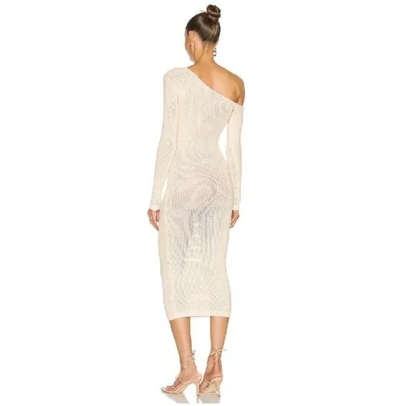Ronny Kobo Cream Mid Length Night Out Dress Size S/XS New $495