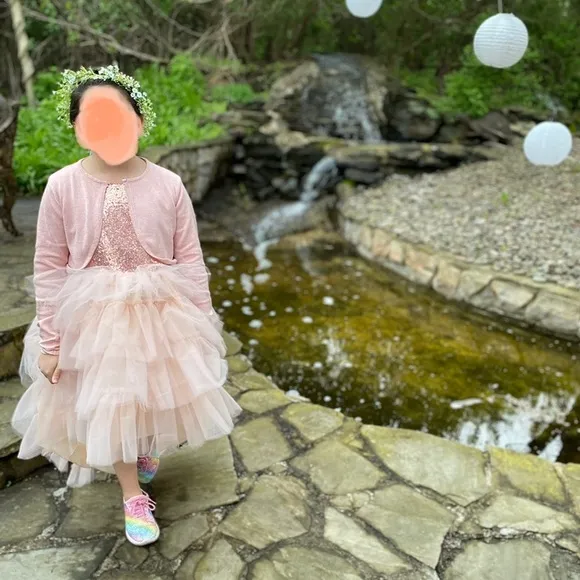 Rose gold flower girl dress