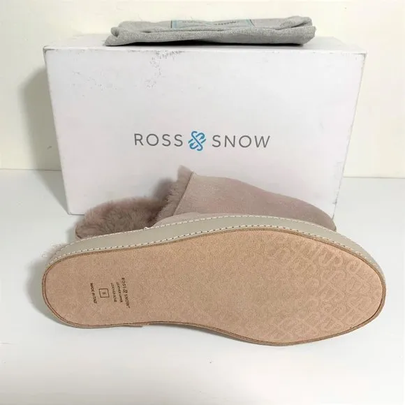Ross &amp; Snow Linda Shearling Slippers Slip On Scuff Mules Rose Pink Size 8 NEW