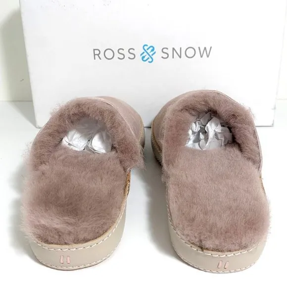 Ross &amp; Snow Linda Shearling Slippers Slip On Scuff Mules Rose Pink Size 8 NEW