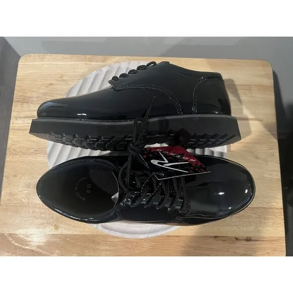 Rothco Mens Black Shoes Hi Gloss Uniform Oxford With Heavy Work Sole Size 8W