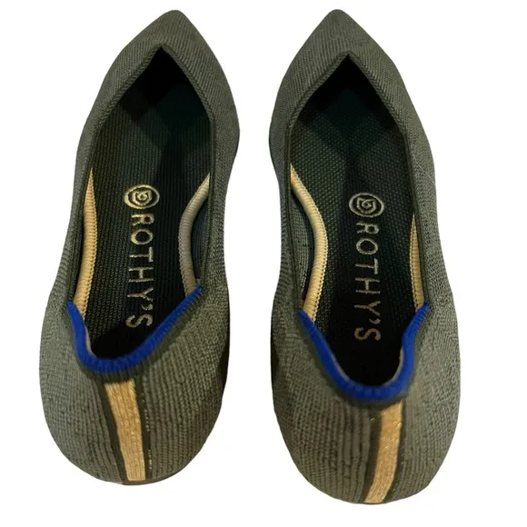 Rothys Flats 6.5Safari Green The Point Slip On Ballet Womens Comfort Shoes