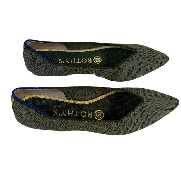 Rothys Flats 6.5Safari Green The Point Slip On Ballet Womens Comfort Shoes