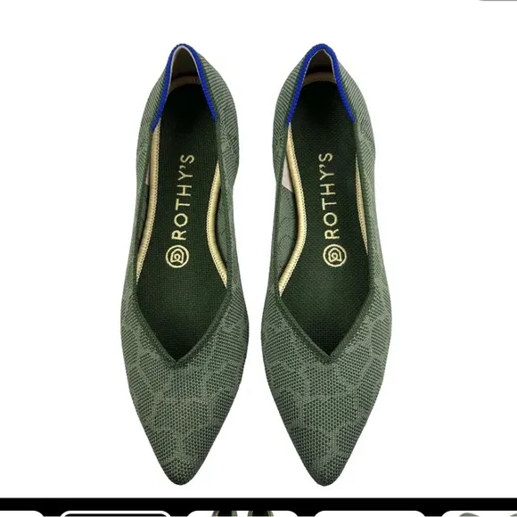 Rothys Flats 6.5Safari Green The Point Slip On Ballet Womens Comfort Shoes