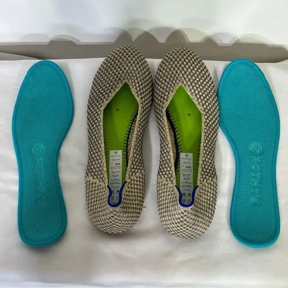 Rothys Limited Edition Multi Metallic Sparkling The Round Flats Size 8 EUC