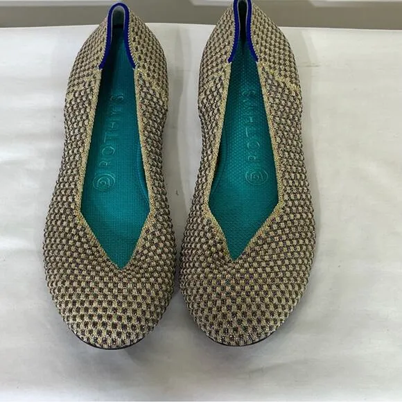 Rothys Limited Edition Multi Metallic Sparkling The Round Flats Size 8 EUC