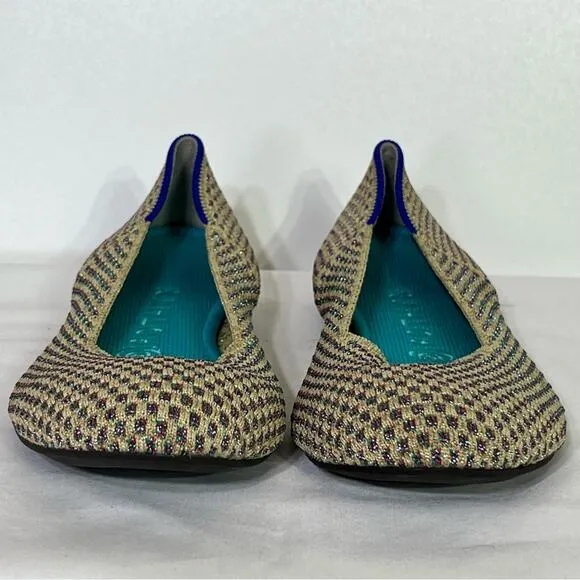 Rothys Limited Edition Multi Metallic Sparkling The Round Flats Size 8 EUC
