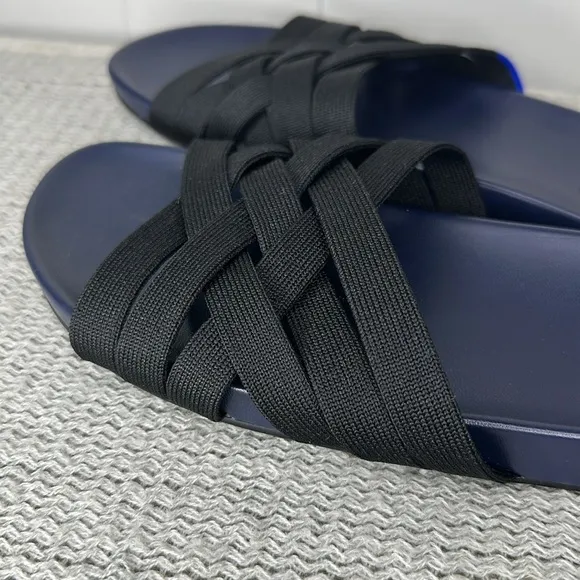 Rothy’s NWT Black Textile Multi Cross Strap Slides Ladies 10 1/2