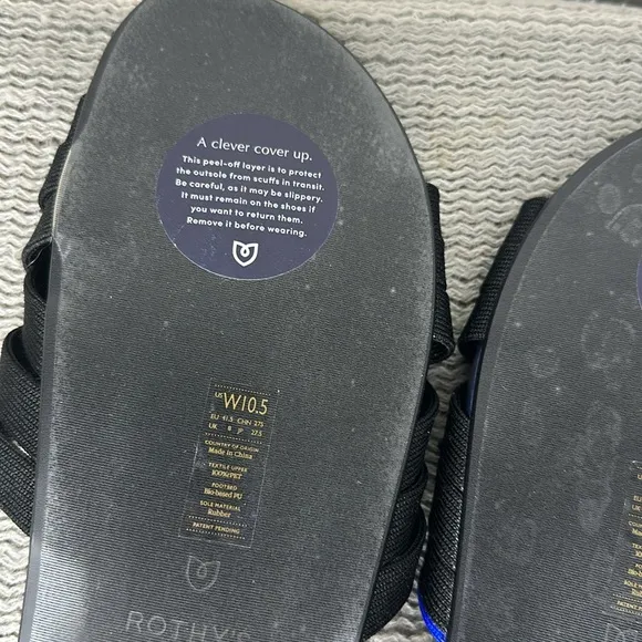 Rothy’s NWT Black Textile Multi Cross Strap Slides Ladies 10 1/2
