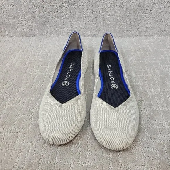 Rothy's The Flat Womens Flax Birdseye Slip on Ballet Flat Shoes Multiple Sizes