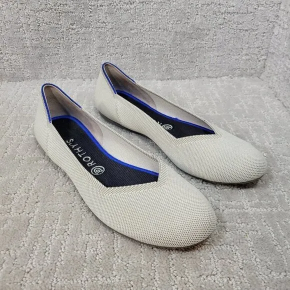 Rothy's The Flat Womens Flax Birdseye Slip on Ballet Flat Shoes Multiple Sizes