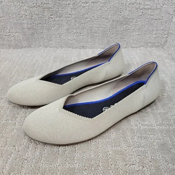 Rothy's The Flat Womens Flax Birdseye Slip on Ballet Flat Shoes Multiple Sizes