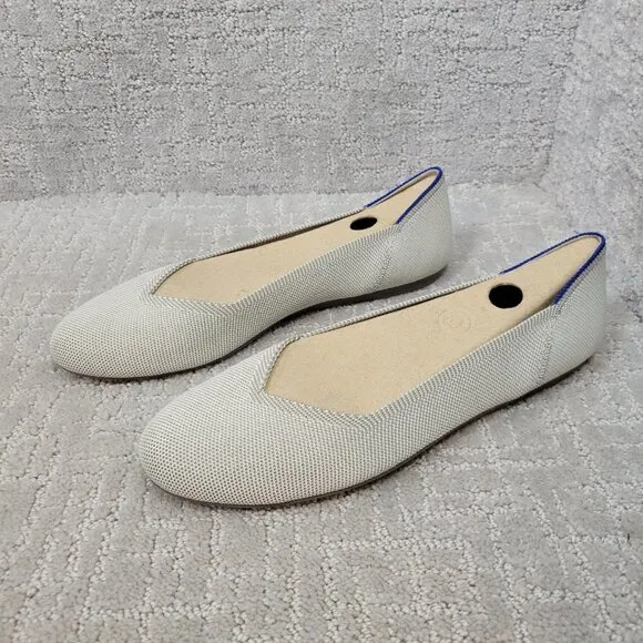 Rothy's The Flat Womens Flax Birdseye Slip on Ballet Flat Shoes Multiple Sizes