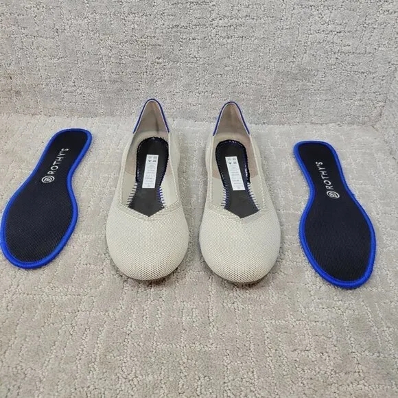 Rothy's The Flat Womens Flax Birdseye Slip on Ballet Flat Shoes Multiple Sizes