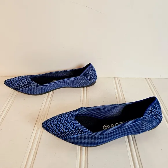 Rothy’s The Point Flat Womens Size 8 Lapis Python Blue Shoes